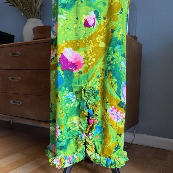 Sun Fashions Of Hawaii Honolulu 60s 70s Dress Groovy Vintage Size M/L Maxi - Picture 7 of 8